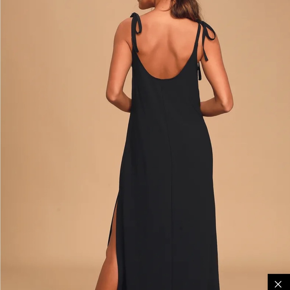 Salt Water Breeze Black Tie-Strap Maxi Dress Lulus